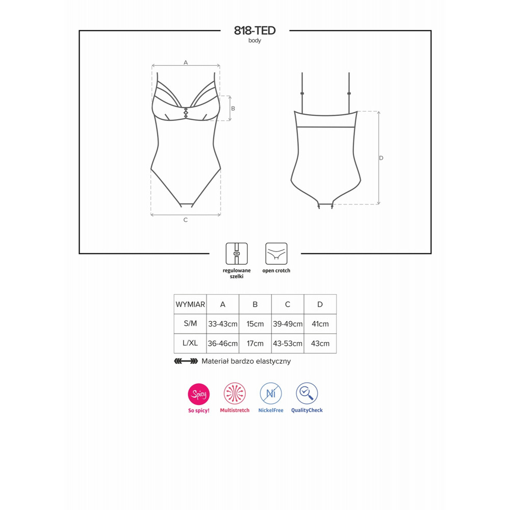 Разное - Боди Obsessive 818-TED-1 черный с вышивкой S/M 5