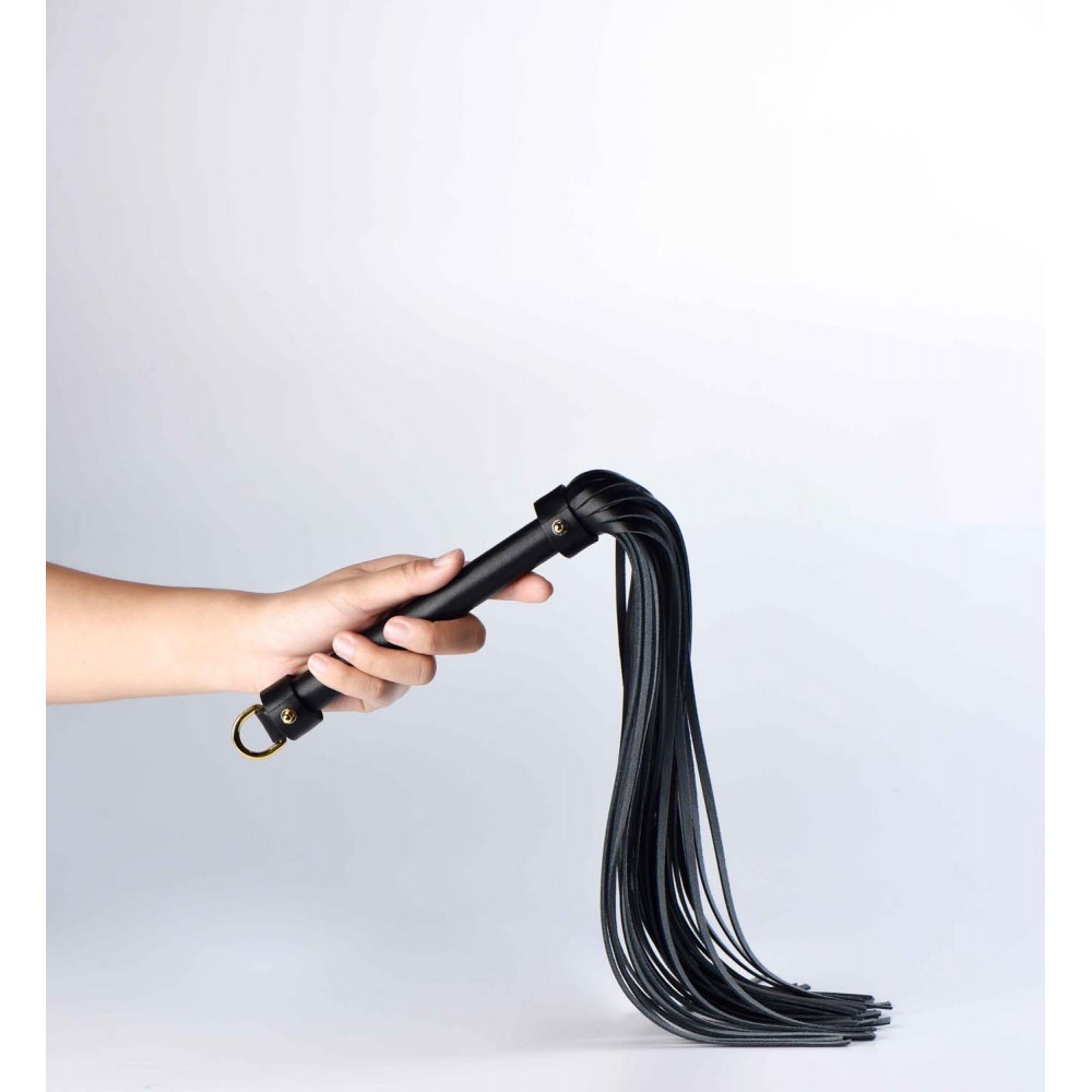 Різне - Флогер (батіг) італійська шкіра UPKO з позолотою, чорний