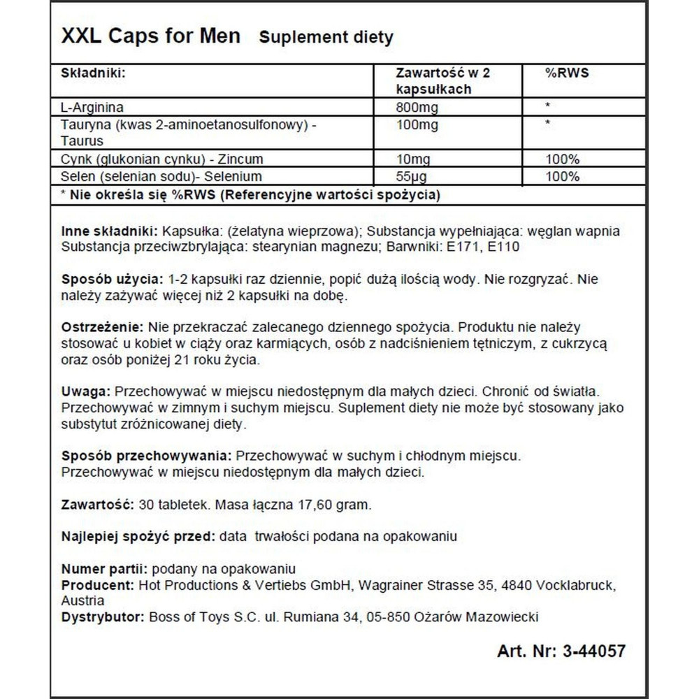 Возбуждающие препараты - Капсулы для потенции HOT XXL Caps for man 30 шт. 2