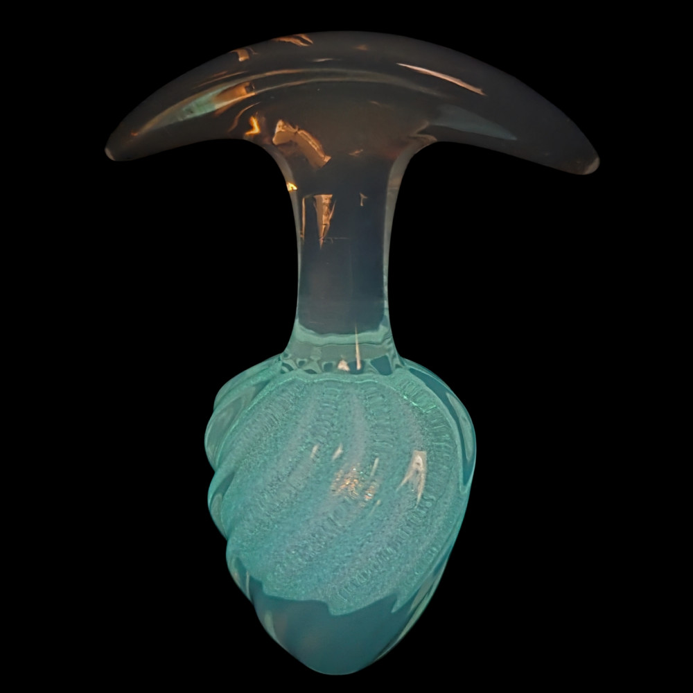 Анальные игрушки без вибрации - Люминесцентная анальная пробка UNIVIBE, силиконовая с шариком внутри, фиолетовая, 9.5 х 3.9 см 15