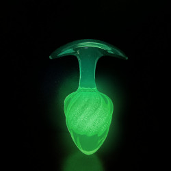 Люминесцентная анальная пробка UNIVIBE, силиконовая с шариком внутри, фиолетовая, 9.5 х 3.9 см