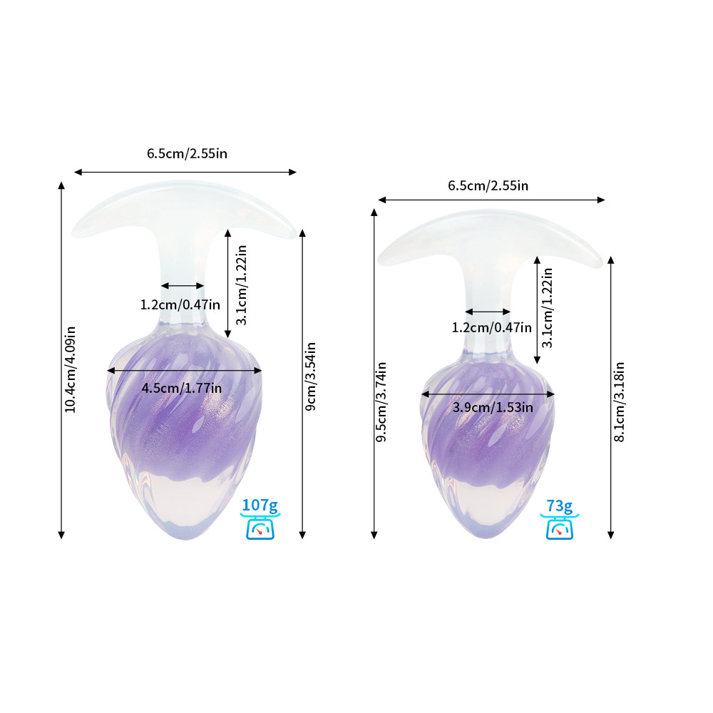 Анальные игрушки без вибрации - Люминесцентная анальная пробка UNIVIBE, силиконовая с шариком внутри, фиолетовая, 9.5 х 3.9 см 2