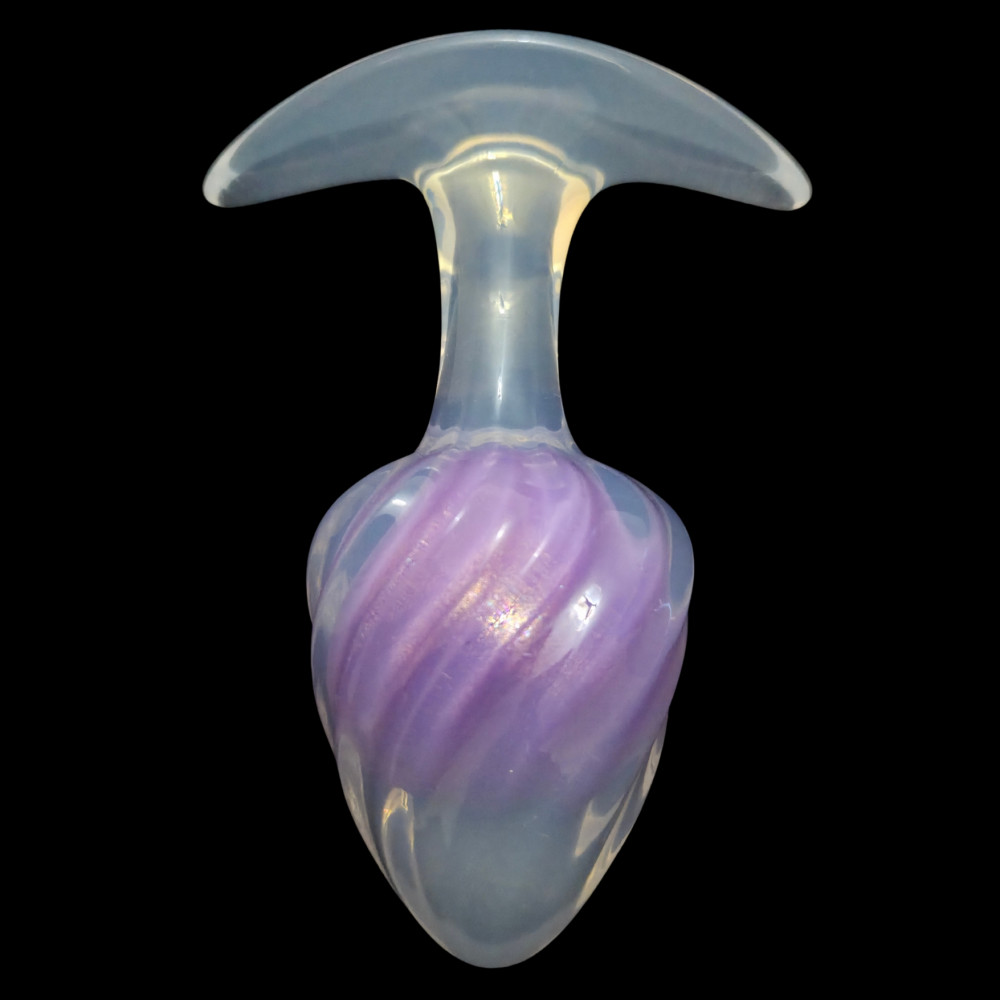 Анальные игрушки без вибрации - Люминесцентная анальная пробка UNIVIBE, силиконовая с шариком внутри, фиолетовая, 9.5 х 3.9 см 5