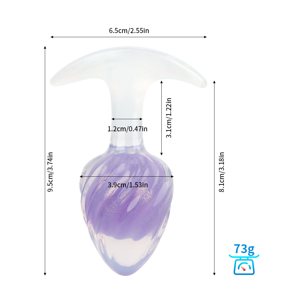 Анальные игрушки без вибрации - Люминесцентная анальная пробка UNIVIBE, силиконовая с шариком внутри, фиолетовая, 9.5 х 3.9 см 3