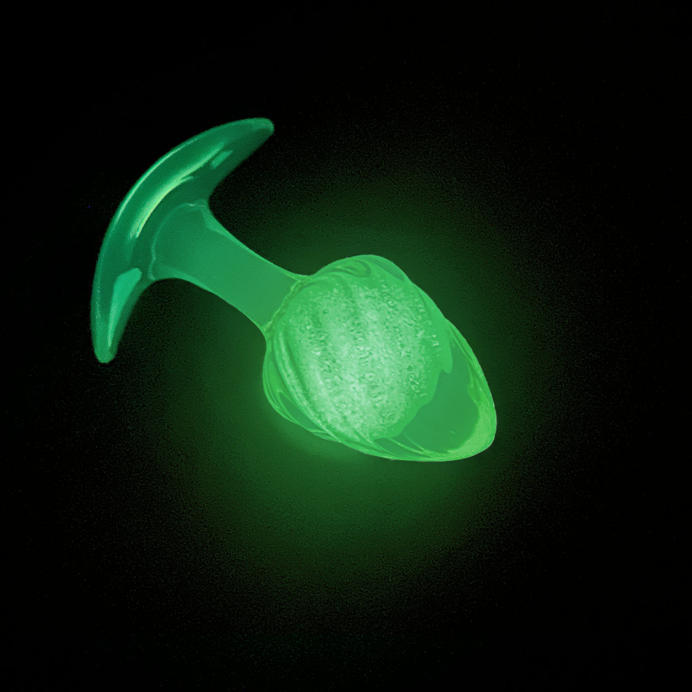 Анальные игрушки без вибрации - Люминесцентная анальная пробка UNIVIBE, силиконовая с шариком внутри, фиолетовая, 9.5 х 3.9 см 10