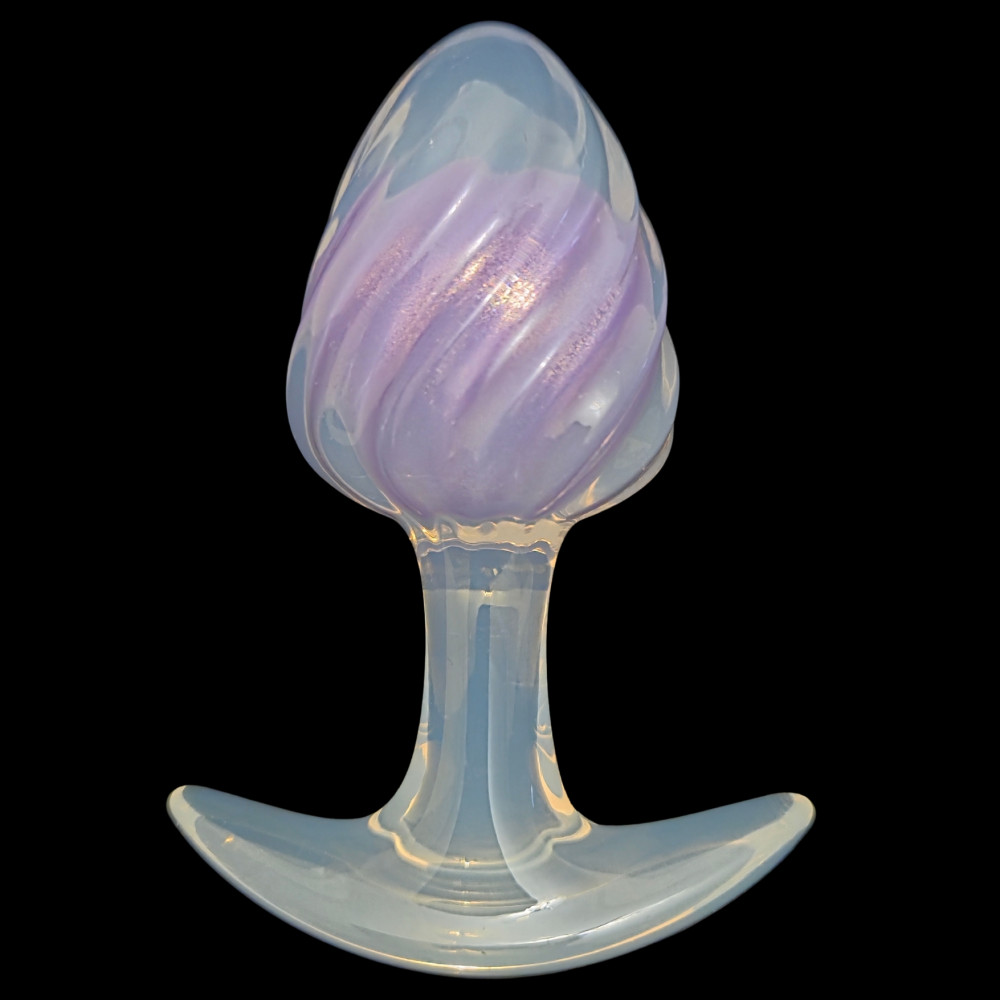 Анальные игрушки без вибрации - Люминесцентная анальная пробка UNIVIBE, силиконовая с шариком внутри, фиолетовая, 9.5 х 3.9 см 6