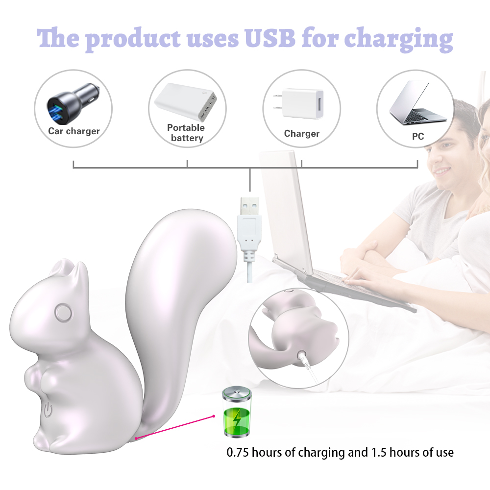 Вибропули и мини-вибраторы - Мини-вибратор клиторальный Every Night Toys Debbie в форме белочки белый, 10 режимов вибрации 2