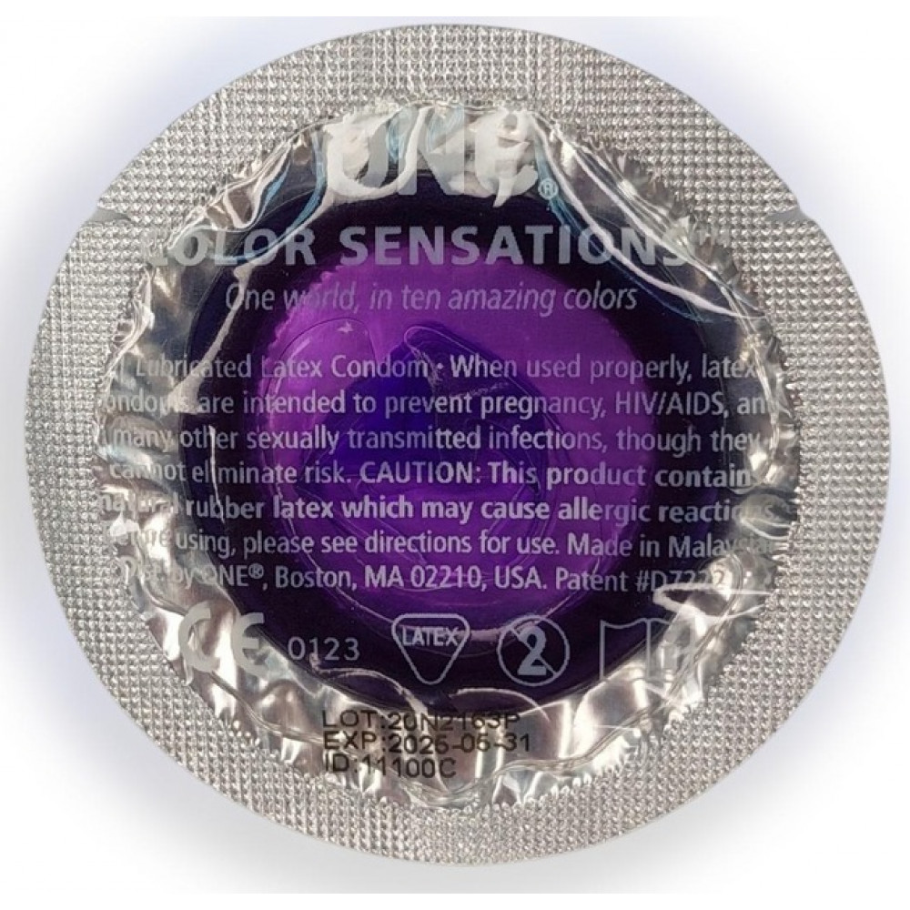 Презервативы - Набор латексных презервативов One Color Sensation c силиконовой смазкой фиолетового цв(цена за 5 шт)