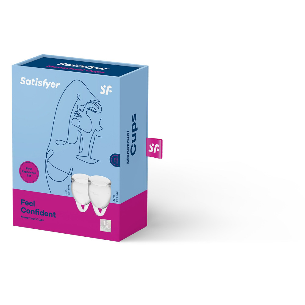 Лубриканты - Набор менструальных чаш Satisfyer Feel Confident Menstrual Cup 15 мл и 20 мл, прозрачные 1