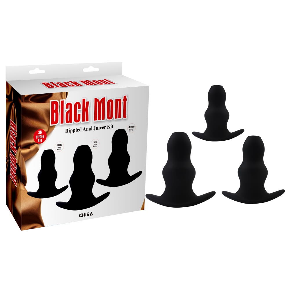 Разное - Набор анальных тоннелей Chisa Black Mont Rippled Anal Juicer Kit, черный