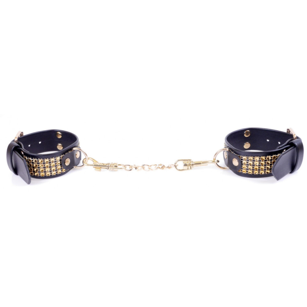 Різне - Наручники зі штучної шкіри з кристалами Fetish Boss Series - Handcuffs with cristals Gold, BS3300095 4