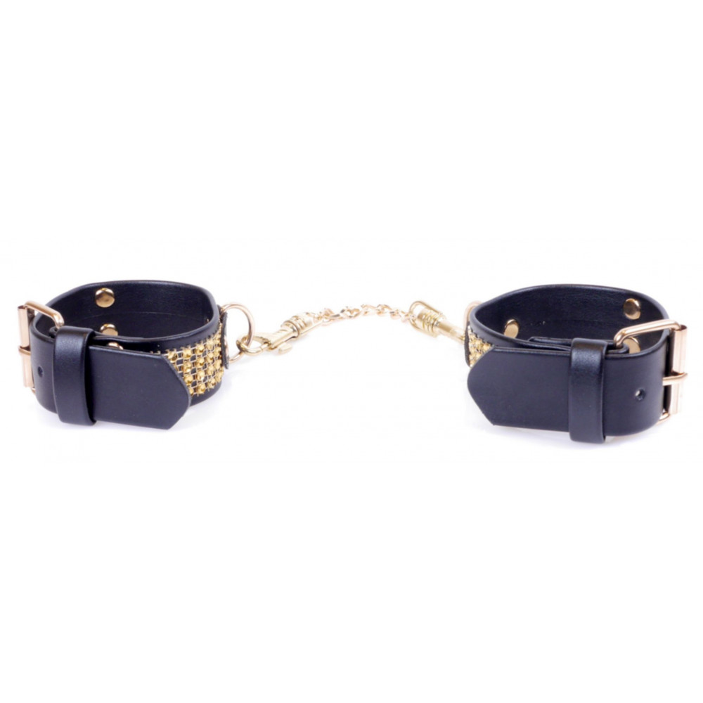 Різне - Наручники зі штучної шкіри з кристалами Fetish Boss Series - Handcuffs with cristals Gold, BS3300095 5
