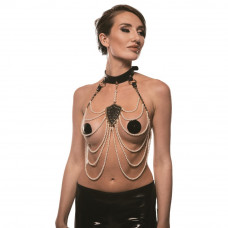 Нашийник з перловим намистом BDSM Guilty Pleasure Pearl, 6 рядів, на зав'язках