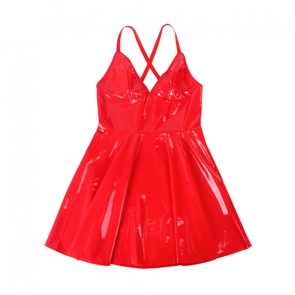 Різне - Сукня з чокером, глянсова Star Night Wet Look з імітацією вінілу, червона, M 2