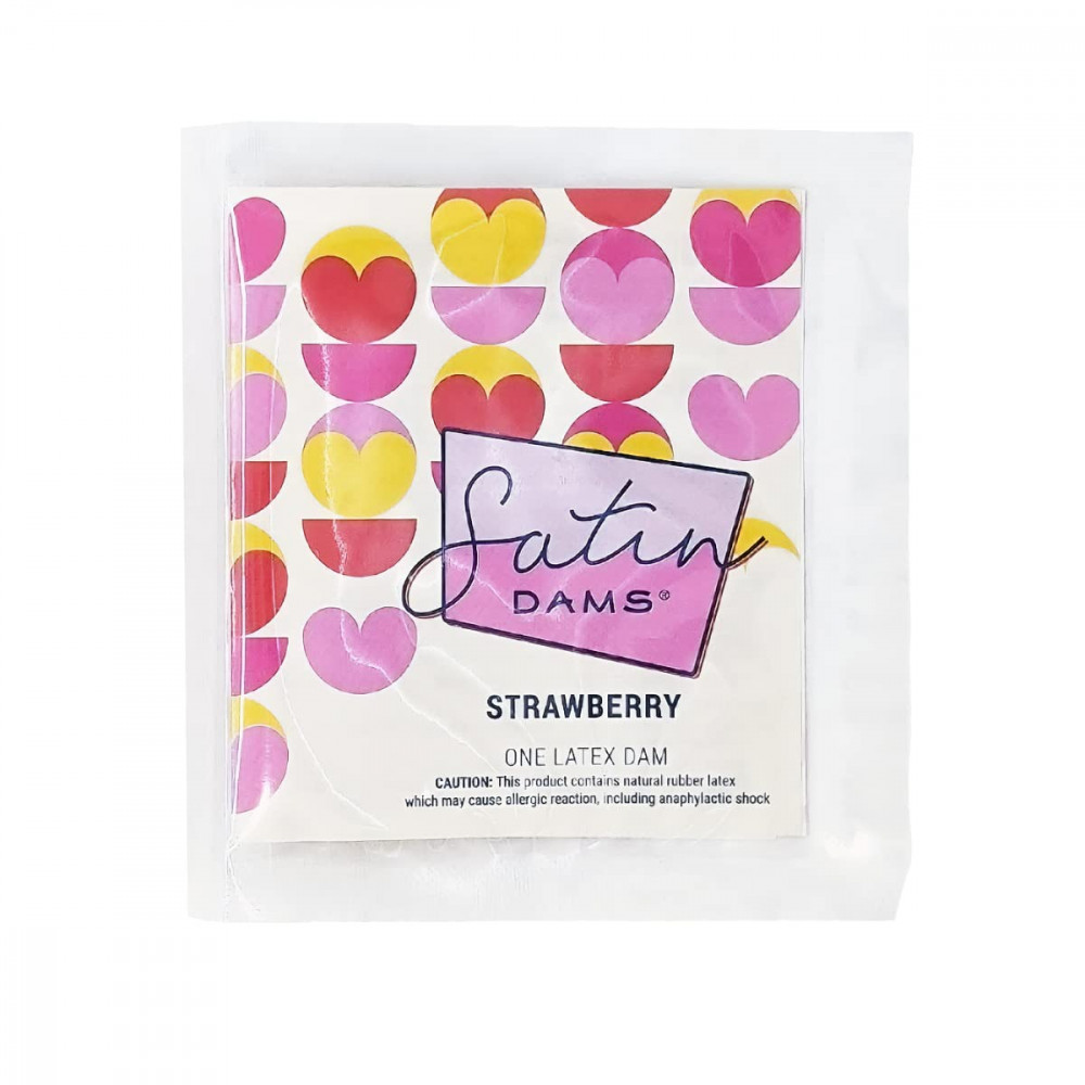 Презервативы - Салфетка латексная для орального секса Strawberry Satin One Latex Dams со вкусом клубники, 1 шт.