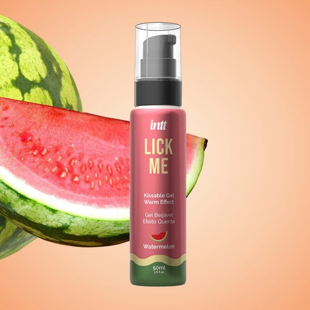  - Съедобный гель со вкусом арбуза Intt Lick Me Watermelon и согревающим эффектом, 50 мл 1