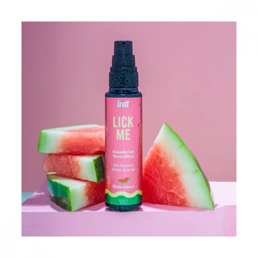 - Съедобный гель со вкусом арбуза Intt Lick Me Watermelon и согревающим эффектом, 50 мл 3