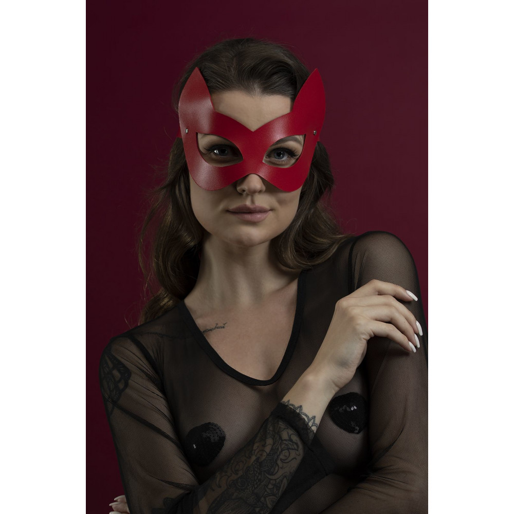 Маски - Маска кошечки Feral Feelings - Kitten Mask, натуральная кожа, красная