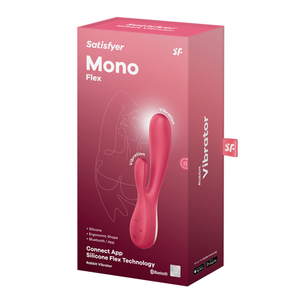 Вибратор-кролик - Смарт вибратор-кролик Satisfyer Mono Flex Red, 2 мотора, управление через интернет 3
