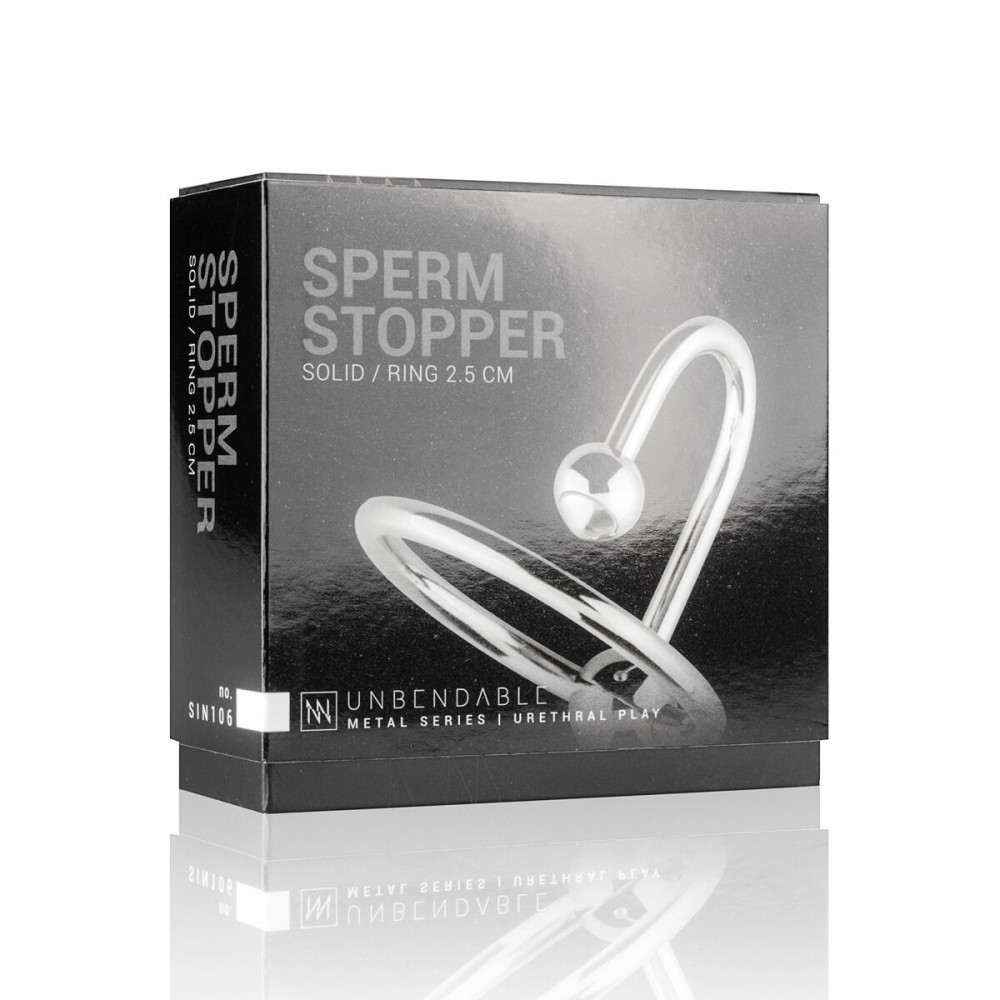БДСМ аксессуары - Уретральная вставка с кольцом Sinner Gear Unbendable - Sperm Stopper Solid, диаметр кольца 2,6см 5