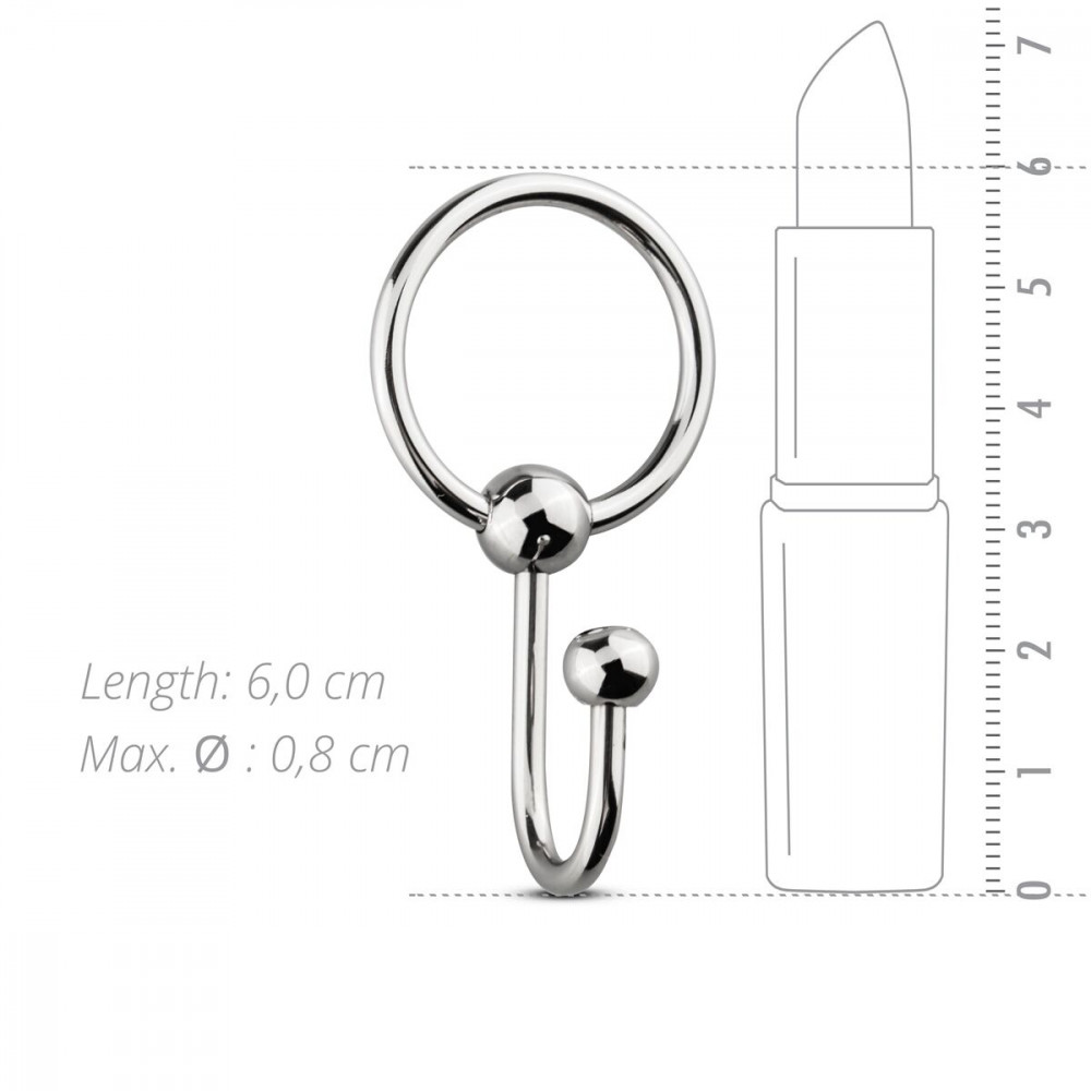 БДСМ аксессуары - Уретральная вставка с кольцом Sinner Gear Unbendable - Sperm Stopper Solid, диаметр кольца 2,6см 4
