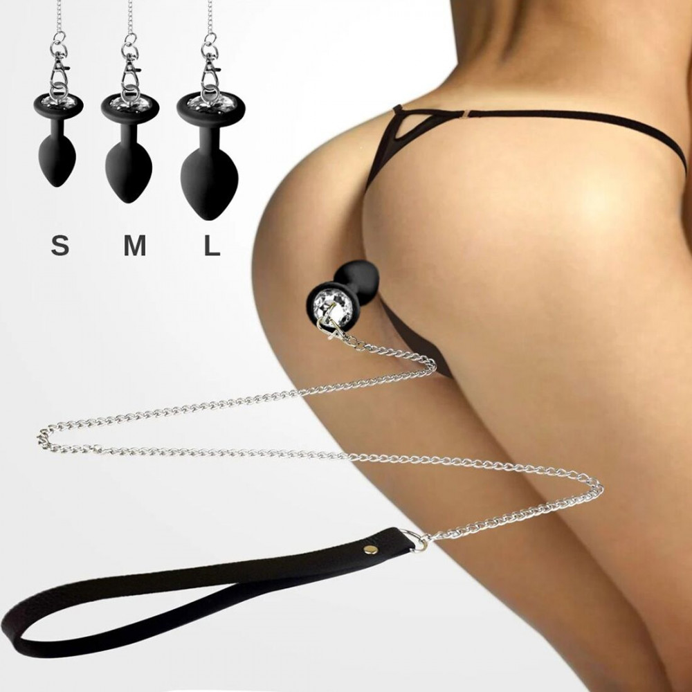 Анальная пробка - Силиконовая анальная пробка Art of Sex Silicone Anal Plug with Leash size S с поводком Black 2