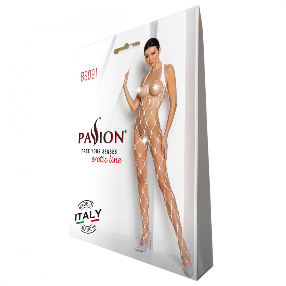 Бодистокинг - Бодистокинг в очень крупную сетку Passion BS091 white, с доступом 3