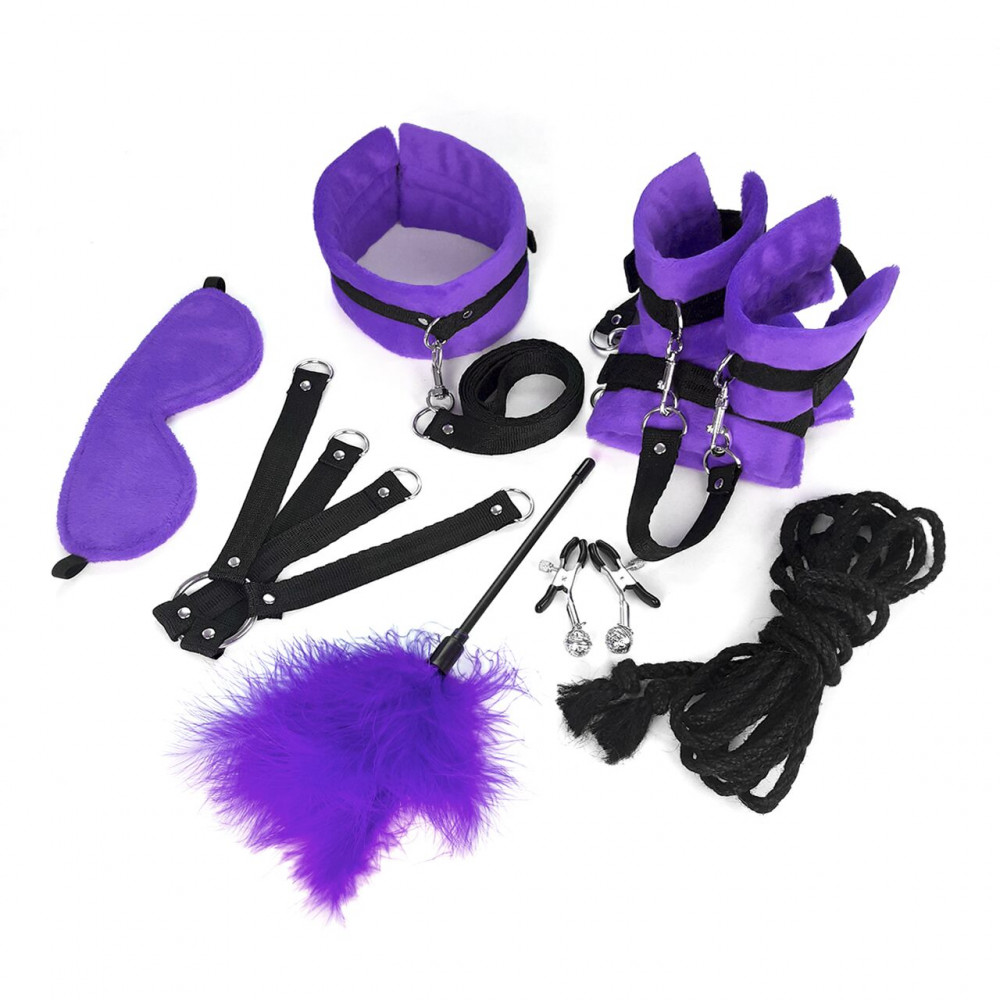 Наборы для БДСМ - Набор БДСМ Art of Sex - Soft Touch BDSM Set, 9 предметов, Фиолетовый 3