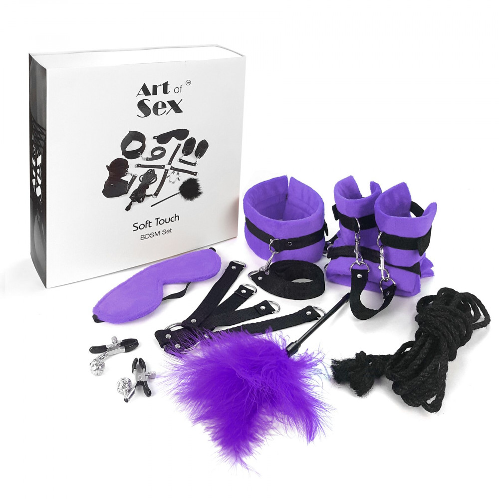 Наборы для БДСМ - Набор БДСМ Art of Sex - Soft Touch BDSM Set, 9 предметов, Фиолетовый