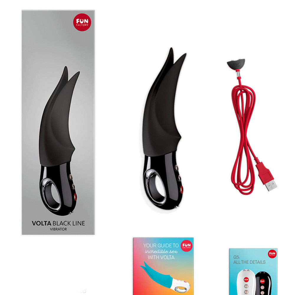 Вибропули и мини-вибраторы - Вибратор для клитора Fun Factory VOLTA black, гибкий двойной кончик 7