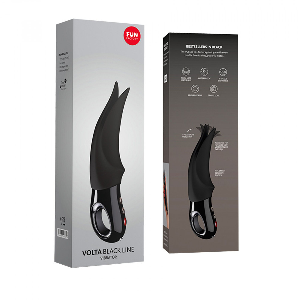 Вибропули и мини-вибраторы - Вибратор для клитора Fun Factory VOLTA black, гибкий двойной кончик 8
