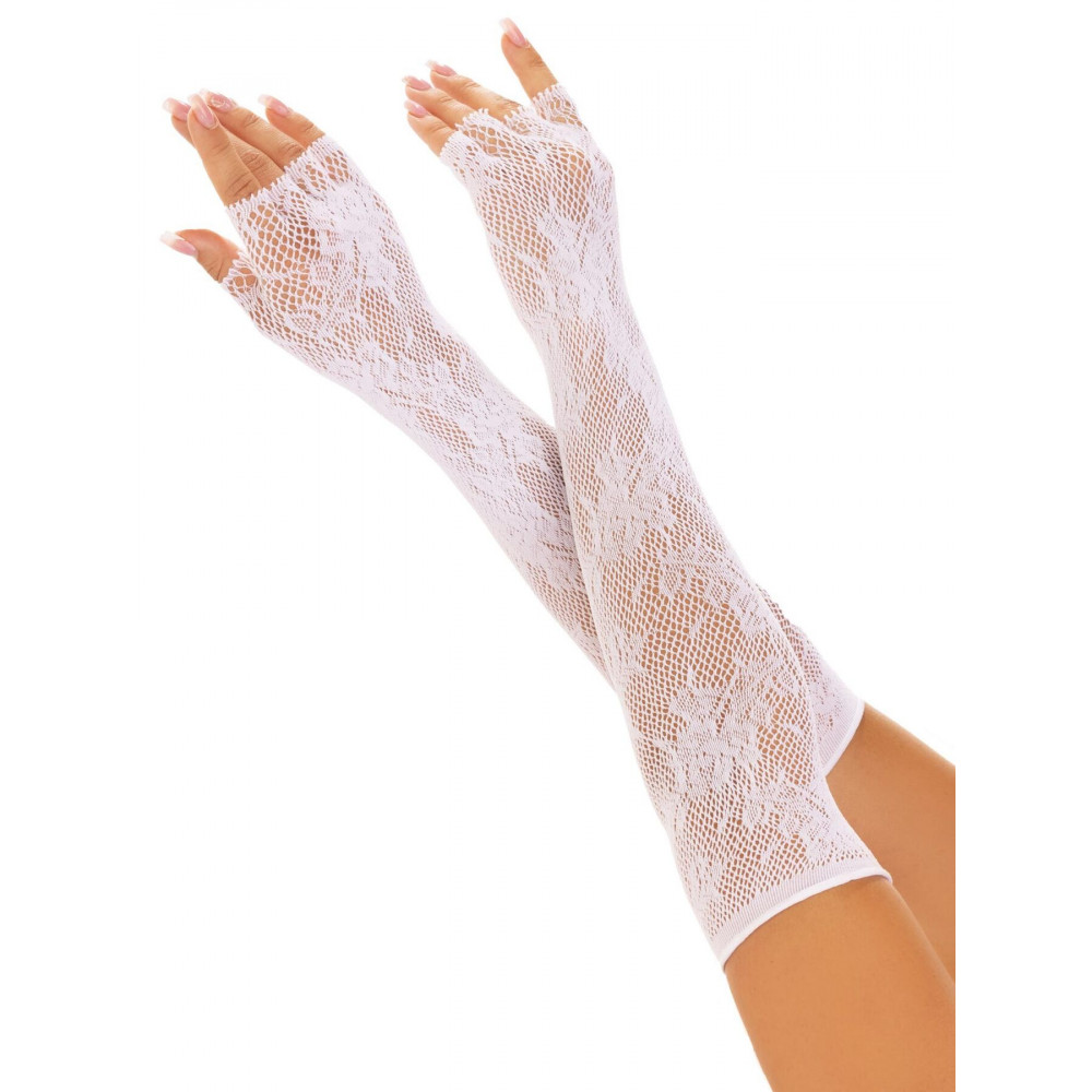 Чулки - Митенки Leg Avenue Lace Opera Length Fingerless Gloves White