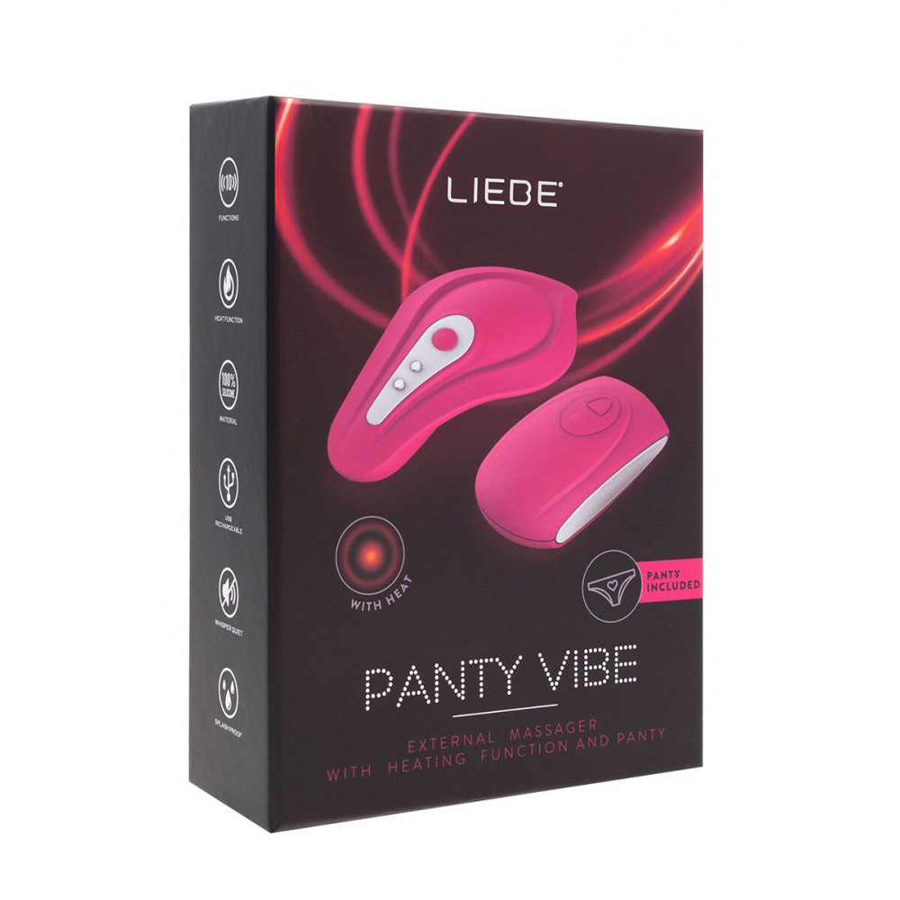 Вібропулі та міні-вібратори - Вібратор у трусики Liebe Panty Vibe Recargable Cerise, нагрів до 39 °C, пульт, трусики S-M в комплекті 4
