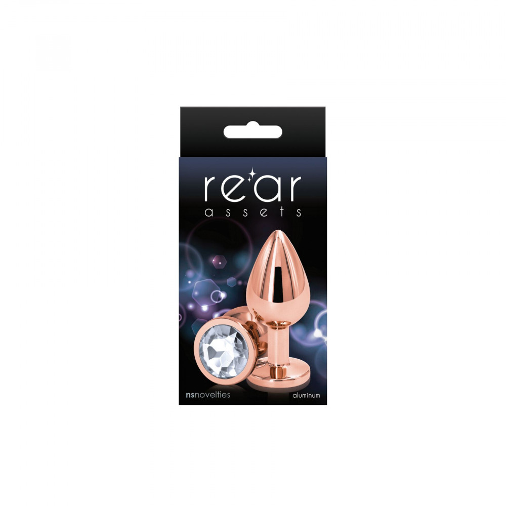 Анальные игрушки без вибрации - Анальная пробка NS Novelties Rear Assets - Rose Gold - Medium - Clear 1