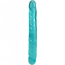 Фаллоимитатор двусторонний Doc Johnson Crystal Jellies 12" Jr. Double Dong Teal