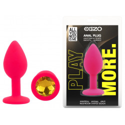 Силиконовая анальная пробка EGZO - Silicone Pink Round Plug Yellow, size S