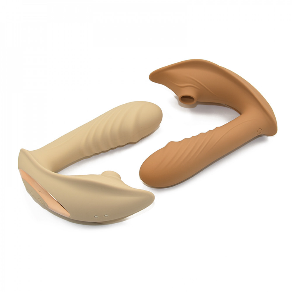 Вибратор-кролик - Вибратор с клиторальным стимулятором Sweet Em, L, коричневый, 15.9 х 12.6 х 6.7 см 4