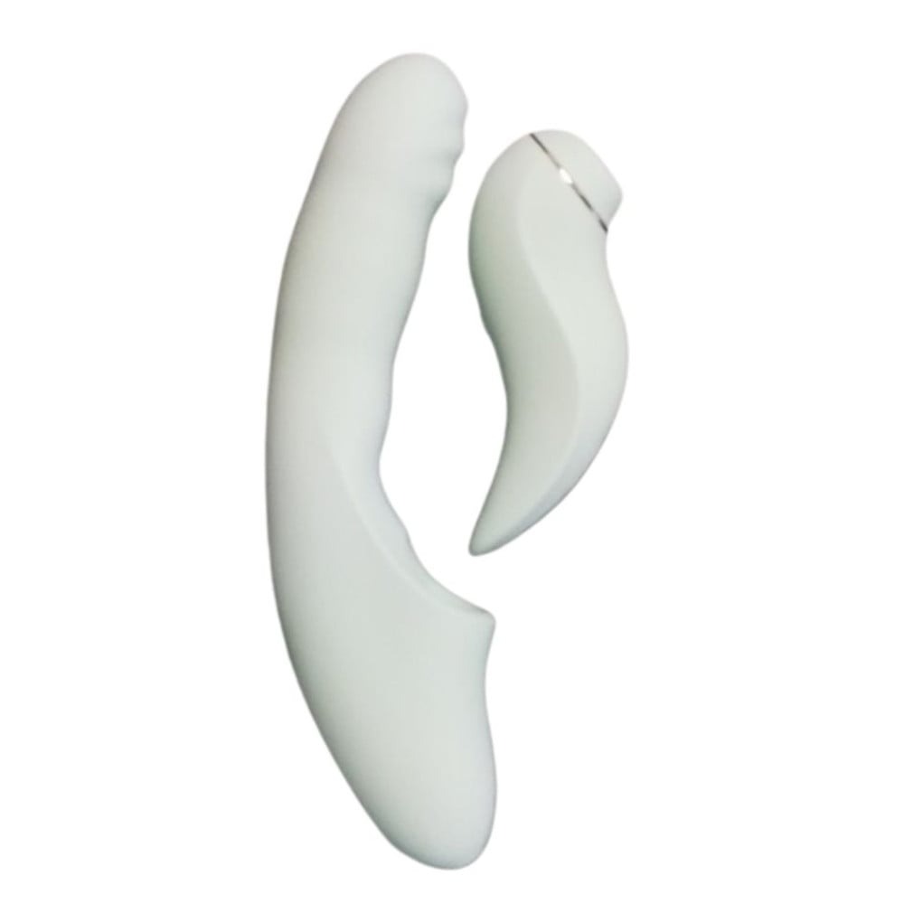  - Вібратор зі знімним вакуумним стимулятором BeYourLover Fatima з підігрівом, м'ятний 1