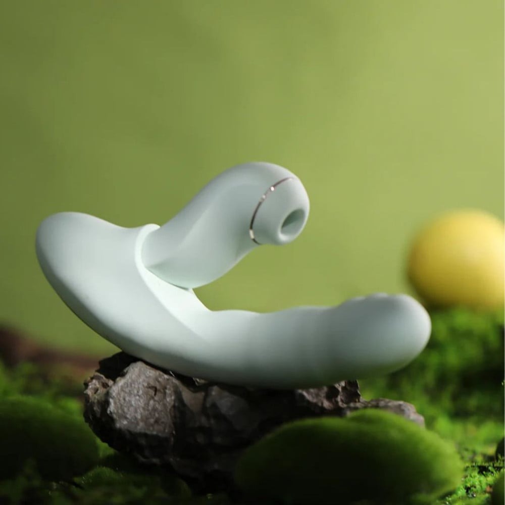  - Вібратор зі знімним вакуумним стимулятором BeYourLover Fatima з підігрівом, м'ятний 4