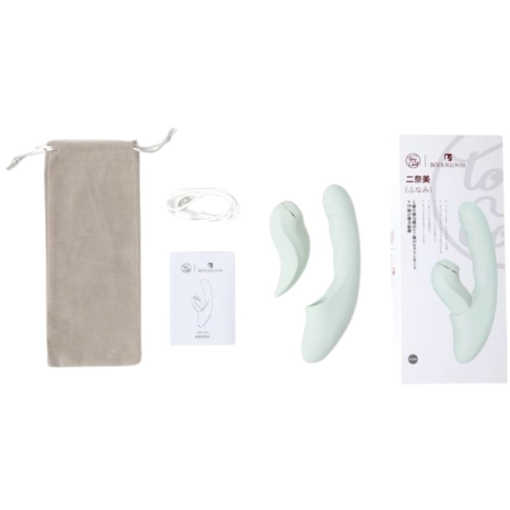  - Вібратор зі знімним вакуумним стимулятором BeYourLover Fatima з підігрівом, м'ятний 11