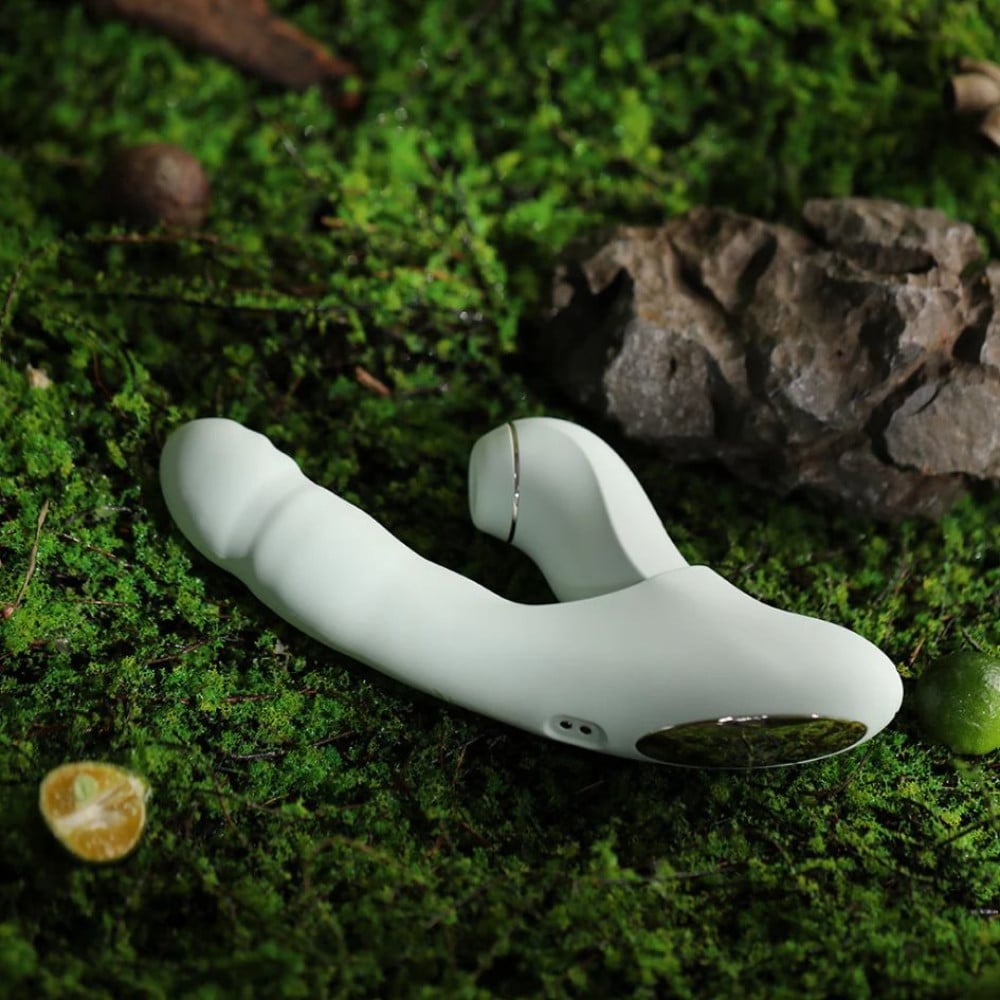  - Вібратор зі знімним вакуумним стимулятором BeYourLover Fatima з підігрівом, м'ятний 6