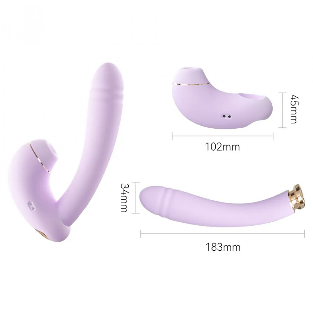 Вибратор-кролик - Вибратор трансформер BeYourLover Phantom Moon с вакуумом и подогревом, с приложением, лиловый 9