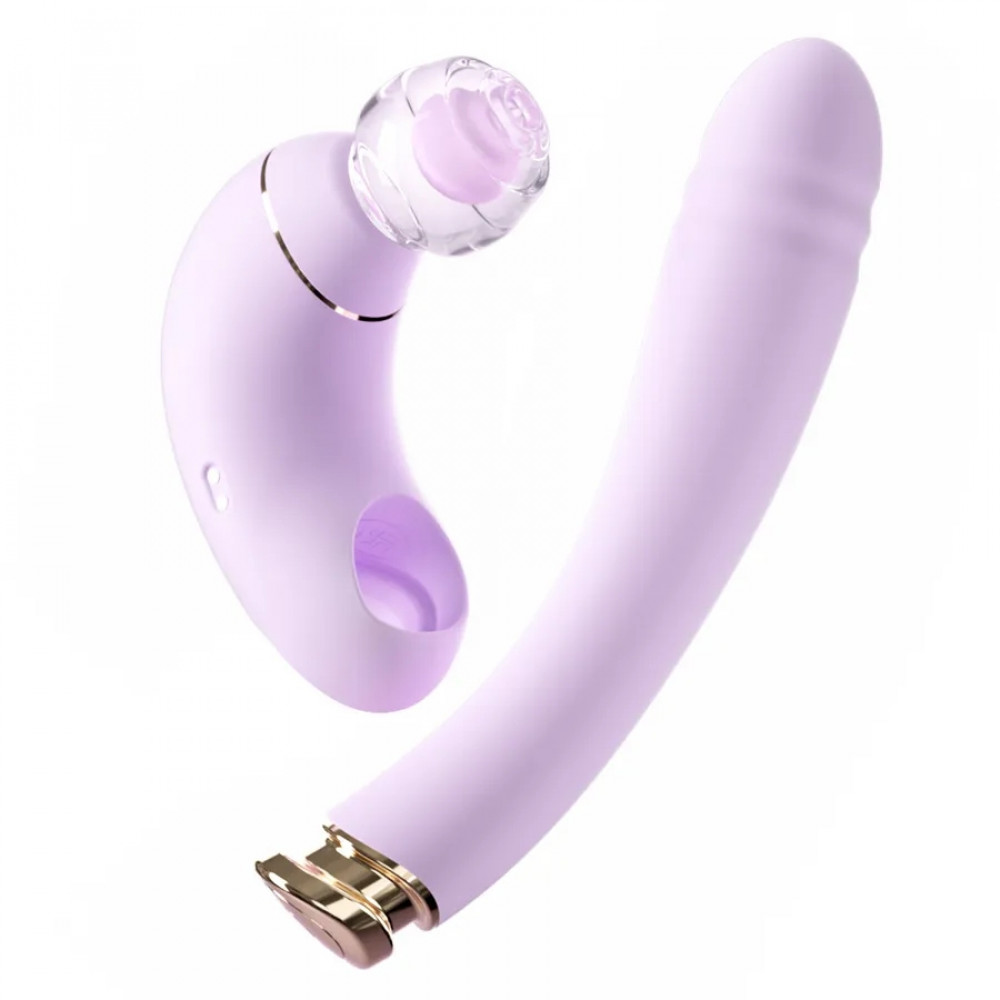 Вибратор-кролик - Вибратор трансформер BeYourLover Phantom Moon с вакуумом и подогревом, с приложением, лиловый 7
