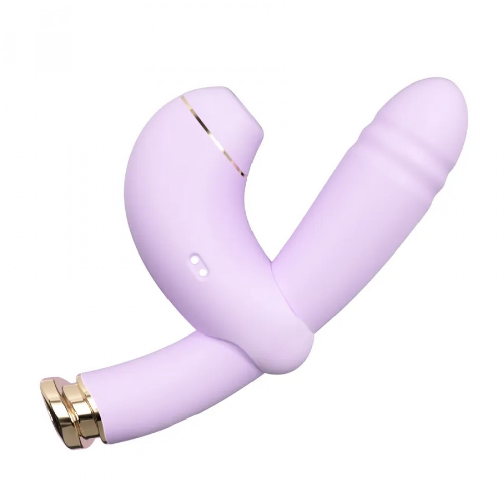 Вибратор-кролик - Вибратор трансформер BeYourLover Phantom Moon с вакуумом и подогревом, с приложением, лиловый 8