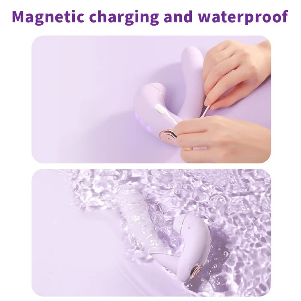 Вибратор-кролик - Вибратор трансформер BeYourLover Phantom Moon с вакуумом и подогревом, с приложением, лиловый 4