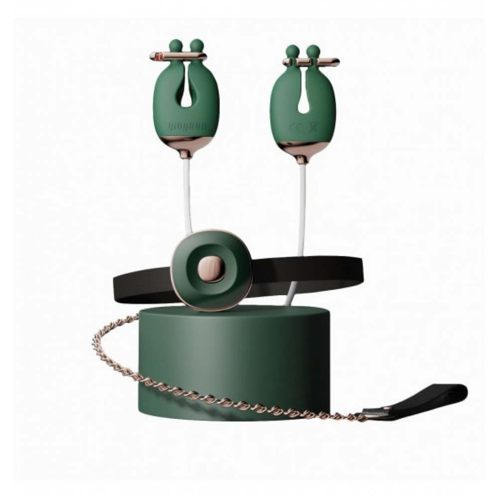 Різне - Затискачі для сосків з вібрацією Qingnan No.2 Vibrating Nipple Clamps Green 4
