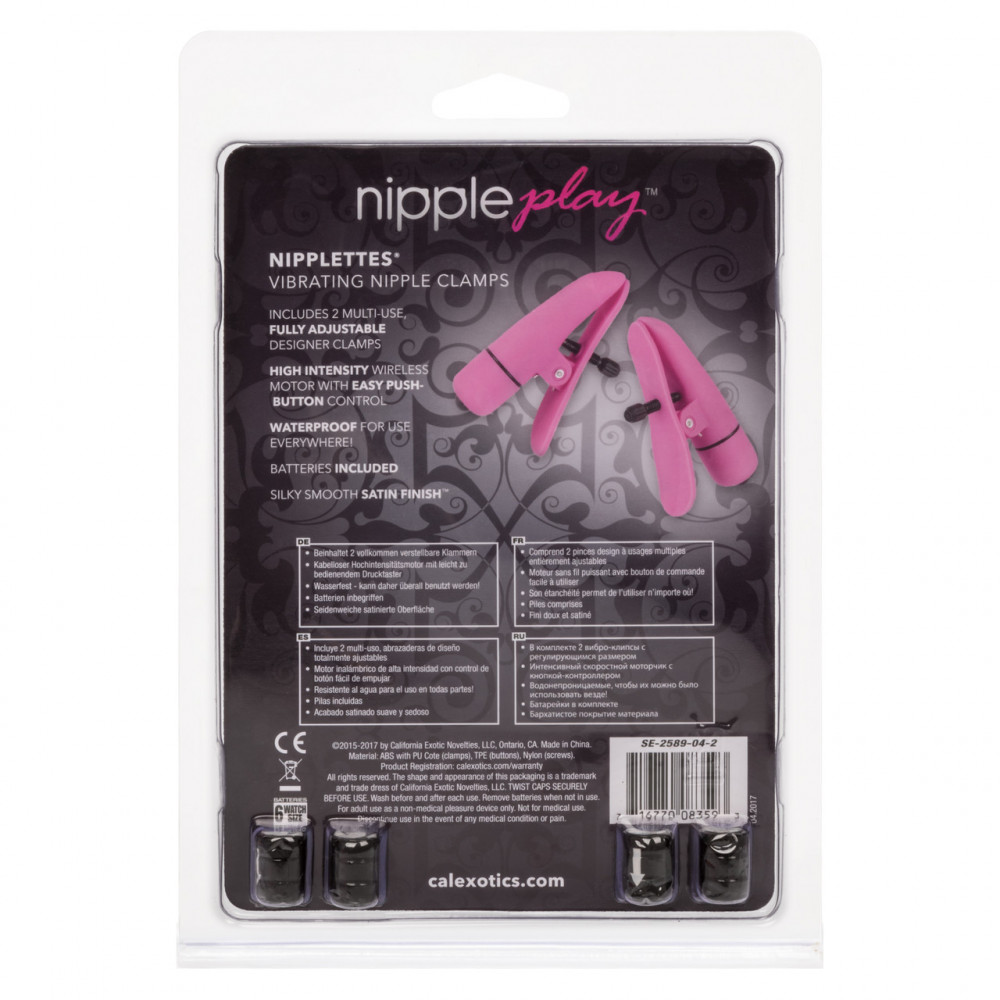 Секс игрушки - Зажимы на соски с вибрацией California Exotic Novelties, розовые, 7 см 3