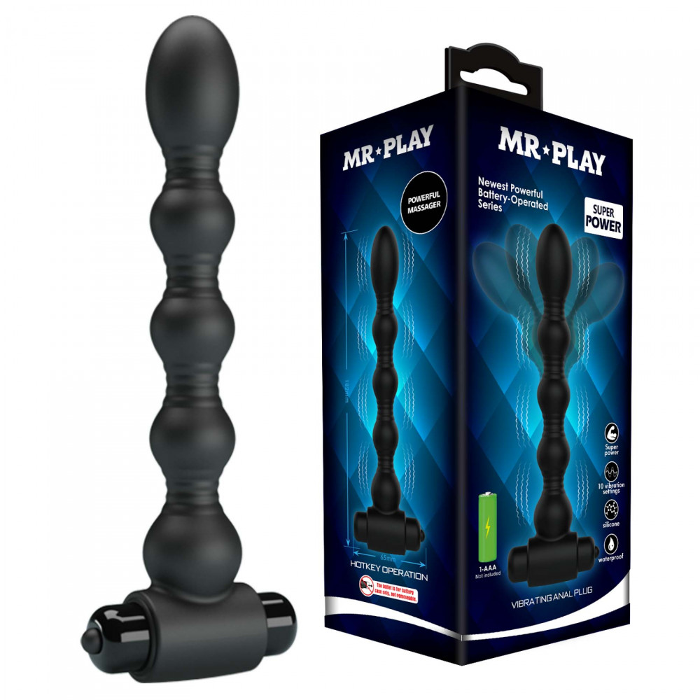 Анальные игрушки с вибрацией - Анальная цепочка MR PLAY - Vibrating Anal Plug, BI-040105-MR