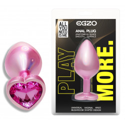 Анальная пробка с кристаллом EGZO - Pink Perl Heart Plug Rose, size S