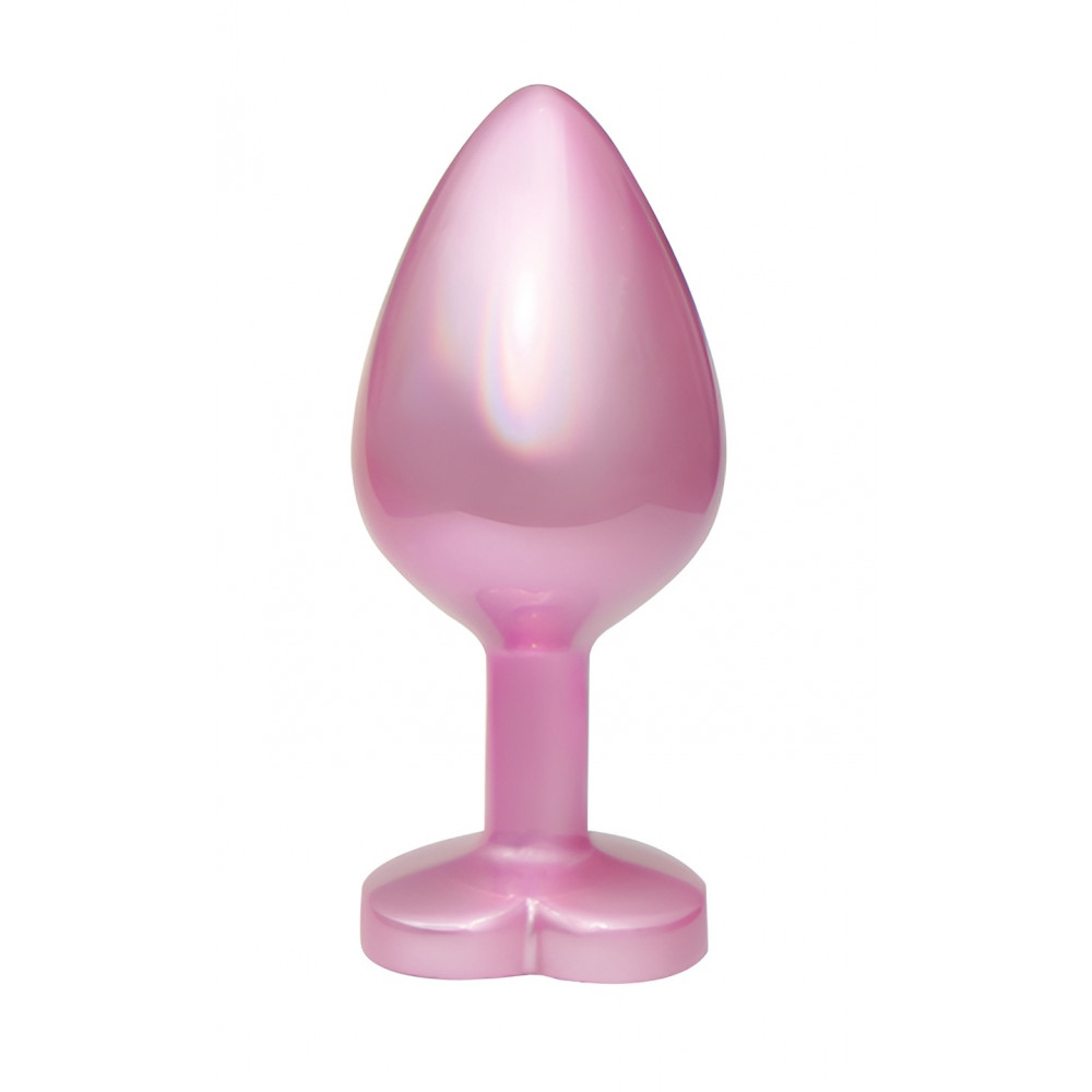 Анальные игрушки без вибрации - Анальная пробка с кристаллом EGZO - Pink Perl Heart Plug Rose, size S 3